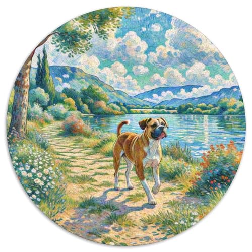 Boxer Rundes 1000 Puzzle Puzzle Rund Puzzle Haustier Hund Verringerter Druck Schwieriges Für Erwachsene Und Kinder Schwieriges Großes 1000pcs (67.5x67.5cm) von MPASHJHCV