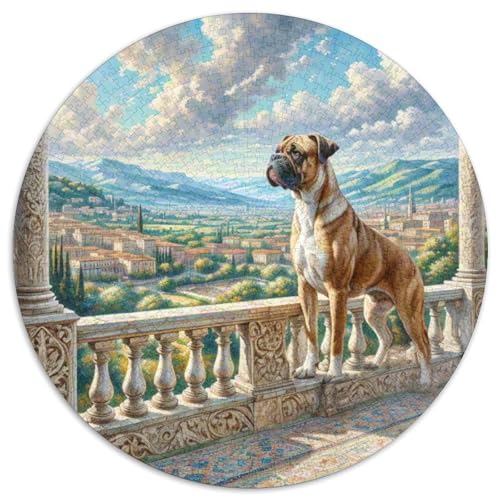 Boxer Rundes 1000 Puzzle Puzzle Rund Puzzle Haustier Hund Verringerter Druck Schwieriges Für Erwachsene Und Kinder Schwieriges Großes 1000pcs (67.5x67.5cm) von MPASHJHCV