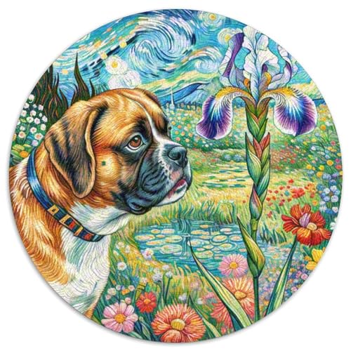 Boxer Rundes 1000 Puzzle Puzzle Rund Puzzle Haustier Hund Verringerter Druck Schwieriges Für Erwachsene Und Kinder Unmögliches Puzzle Für Erwachsene 1000pcs (67.5x67.5cm) von MPASHJHCV