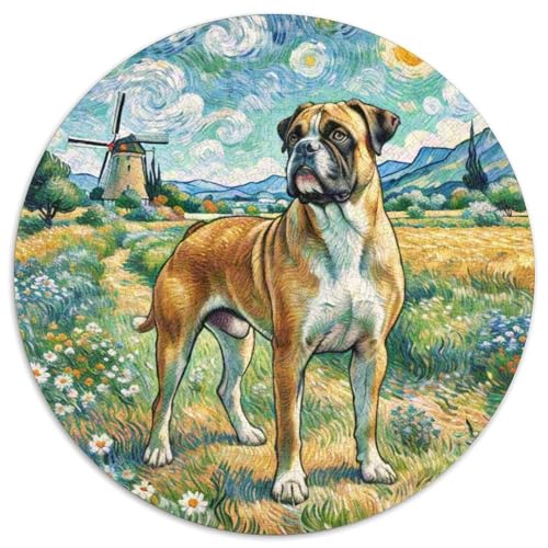 Boxer Rundes 1000 Puzzle Puzzle Rund Puzzle Haustier Hund Verringerter Druck Schwieriges Für Erwachsene Und Kinder Unmögliches Puzzle Für Erwachsene 1000pcs (67.5x67.5cm) von MPASHJHCV