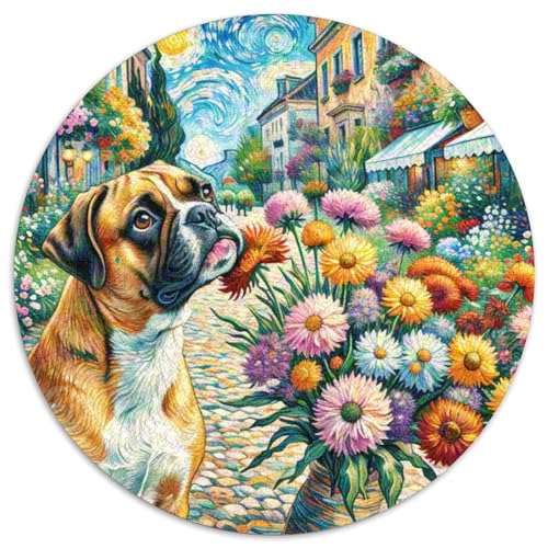 Boxer Rundes 1000 Puzzle Puzzle Rundes Puzzle Haustier Hund Geschenke Für Erwachsene Kinder Puzzle Erwachsene Anspruchsvoll 1000pcs (67.5x67.5cm) von MPASHJHCV