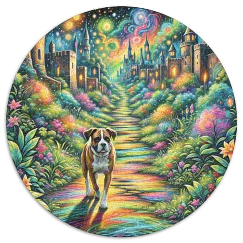 Boxer Rundes 1000 Puzzle Puzzle Rundes Puzzle Haustier Hund Geschenke Für Erwachsene Kinder Puzzle Erwachsene Anspruchsvoll 1000pcs (67.5x67.5cm) von MPASHJHCV