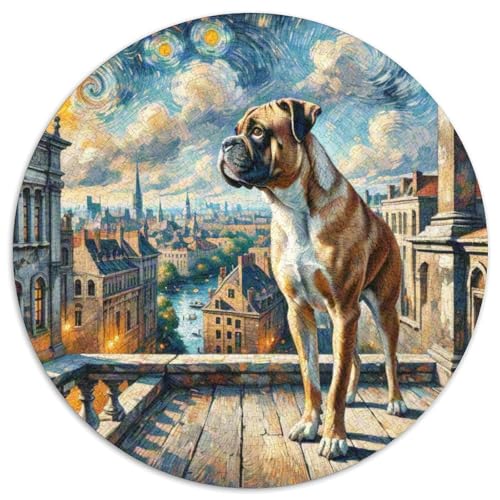Boxer Rundes 1000 Puzzle Puzzle Rundes Puzzle Haustier Hund Geschenke Für Erwachsene Kinder Schwieriges Großes 1000pcs (67.5x67.5cm) von MPASHJHCV