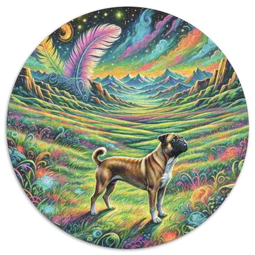 Boxer Rundes 1000 Puzzle Puzzle Rundes Puzzle Haustier Hund Pädagogisches Für Erwachsene Kinder Schwieriges Großes 1000pcs (67.5x67.5cm) von MPASHJHCV