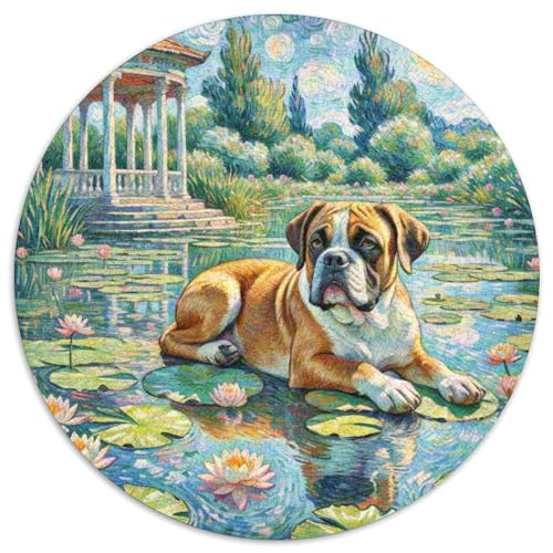 Boxer Rundes 1000 Puzzle Puzzle Rundes Puzzle Haustier Hund Pädagogisches Für Erwachsene Kinder Unmögliches Puzzle Für Erwachsene 1000pcs (67.5x67.5cm) von MPASHJHCV