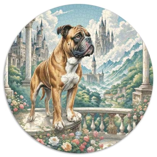 Boxer Rundes 1000 Puzzle Puzzle Rundes Puzzle Haustier Hund Pädagogisches Für Erwachsene Und Kinder Puzzle Erwachsene Anspruchsvoll 1000pcs (67.5x67.5cm) von MPASHJHCV