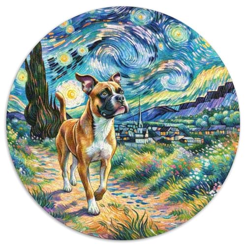 Boxer Rundes 1000 Puzzle Puzzle Rundes Puzzle Haustier Hund Pädagogisches Für Erwachsene Und Kinder Puzzle Erwachsene Anspruchsvoll 1000pcs (67.5x67.5cm) von MPASHJHCV
