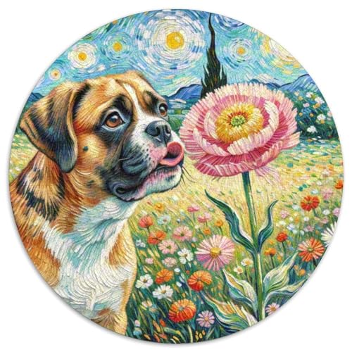 Boxer Rundes 1000 Puzzle Puzzle Rundes Puzzle Haustier Hund Pädagogisches Für Erwachsene Und Kinder Schwieriges Großes 1000pcs (67.5x67.5cm) von MPASHJHCV