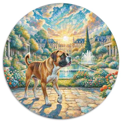 Boxer Rundes 1000 Puzzle Puzzle Rundes Puzzle Haustier Hund Pädagogisches Für Erwachsene Und Kinder Schwieriges Großes 1000pcs (67.5x67.5cm) von MPASHJHCV