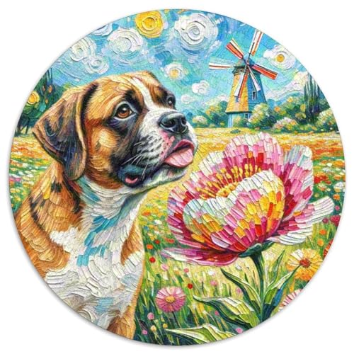 Boxer Rundes 1000 Puzzle Puzzle Rundes Puzzle Haustier Hund Pädagogisches Für Erwachsene Und Kinder Schwieriges Großes 1000pcs (67.5x67.5cm) von MPASHJHCV