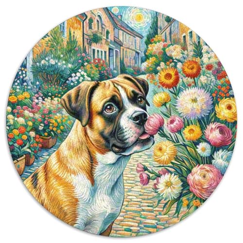 Boxer Rundes 1000 Puzzle Puzzle Rundes Puzzle Haustier Hund Pädagogisches Für Erwachsene Und Kinder Schwieriges Großes 1000pcs (67.5x67.5cm) von MPASHJHCV