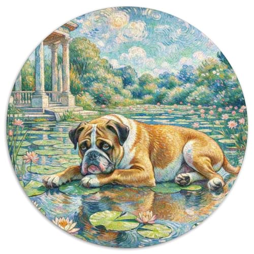 Boxer Rundes 1000 Puzzle Puzzle Rundes Puzzle Haustier Hund Stressabbau-Spielzeug Für Erwachsene Kinder Puzzle Erwachsene Anspruchsvoll 1000pcs (67.5x67.5cm) von MPASHJHCV