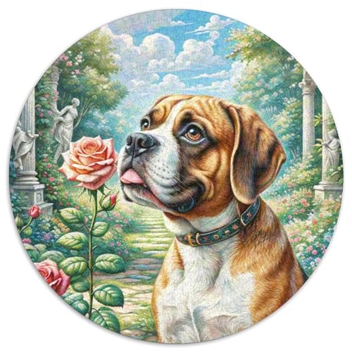 Boxer Rundes 1000 Puzzle Puzzle Rundes Puzzle Haustier Hund Stressabbau-Spielzeug Für Erwachsene Kinder Unmögliches Puzzle Für Erwachsene 1000pcs (67.5x67.5cm) von MPASHJHCV
