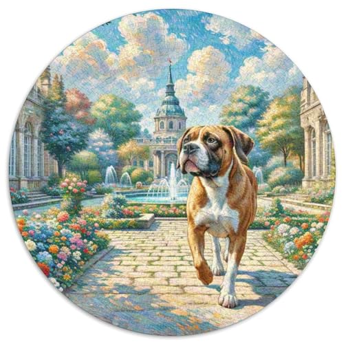 Boxer Rundes 1000 Puzzle Puzzle Rundes Puzzle Haustier Hund Stressabbau-Spielzeug Für Erwachsene Kinder Unmögliches Puzzle Für Erwachsene 1000pcs (67.5x67.5cm) von MPASHJHCV