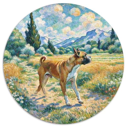 Boxer Rundes 1000 Puzzle Puzzle Rundes Puzzle Haustier Hund Stressabbau-Spielzeug Für Erwachsene Kinder Unmögliches Puzzle Für Erwachsene 1000pcs (67.5x67.5cm) von MPASHJHCV