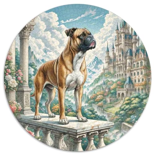 Boxer Rundes 1000 Puzzle Puzzle Rundes Puzzle Haustier Hund Stressabbau-Spielzeug Für Erwachsene Und Kinder Erwachsene Impossible Puzzle 1000pcs (67.5x67.5cm) von MPASHJHCV