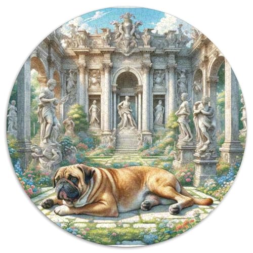 Boxer Rundes 1000 Puzzle Puzzle Rundes Puzzle Haustier Hund Stressabbau-Spielzeug Für Erwachsene Und Kinder Puzzle Erwachsene Anspruchsvoll 1000pcs (67.5x67.5cm) von MPASHJHCV