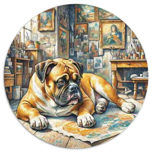 Boxer Rundes 1000 Puzzle Puzzle Rundes Puzzle Haustier Hund Stressabbau-Spielzeug Für Erwachsene Und Kinder Schwieriges Großes 1000pcs (67.5x67.5cm) von MPASHJHCV