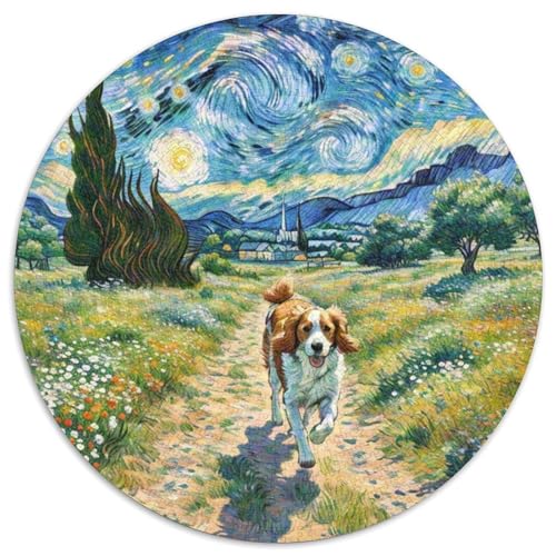 Bretagne Spaniel Rundes 1000 Puzzle Puzzle Rund Puzzle Haustier Hund Verringerter Druck Schwieriges Für Erwachsene Und Kinder Schwieriges Großes 1000pcs (67.5x67.5cm) von MPASHJHCV