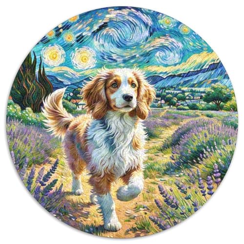 Bretagne Spaniel Rundes 1000 Puzzle Puzzle Rundes Puzzle Haustier Hund Stressabbau-Spielzeug Für Erwachsene Kinder Puzzle Erwachsene Anspruchsvoll 1000pcs (67.5x67.5cm) von MPASHJHCV
