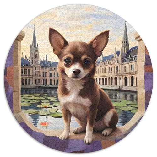 Chihuahua Rundes 1000 Puzzle Puzzle Rund Puzzle Haustier Hund Pädagogisches Für Erwachsene Und Kinder Erwachsene Impossible Puzzle 1000pcs (67.5x67.5cm) von MPASHJHCV