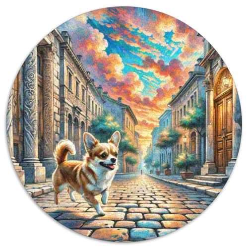 Chihuahua Rundes 1000 Puzzle Puzzle Rund Puzzle Haustier Hund Stressabbau-Spielzeug Für Erwachsene Kinder Puzzle Erwachsene Anspruchsvoll 1000pcs (67.5x67.5cm) von MPASHJHCV