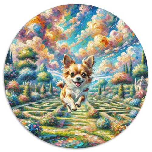 Chihuahua Rundes 1000 Puzzle Puzzle Rund Puzzle Haustier Hund Stressabbau-Spielzeug Für Erwachsene Kinder Schwieriges Großes 1000pcs (67.5x67.5cm) von MPASHJHCV