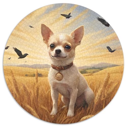 Chihuahua Rundes 1000 Puzzle Puzzle Rund Puzzle Haustier Hund Stressabbau-Spielzeug Für Erwachsene Kinder Unmögliches Puzzle Für Erwachsene 1000pcs (67.5x67.5cm) von MPASHJHCV