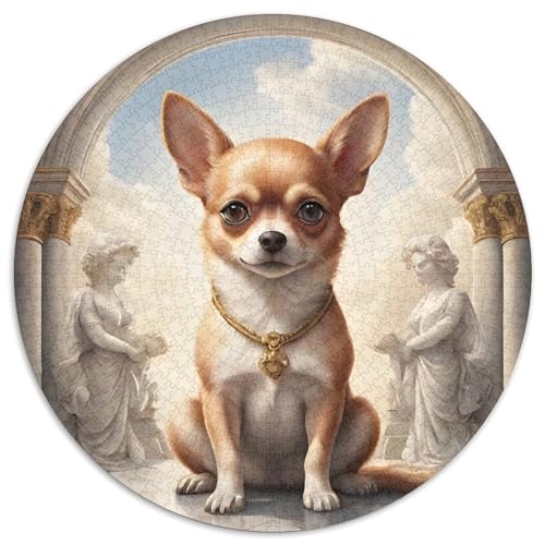 Chihuahua Rundes 1000 Puzzle Puzzle Rundes Puzzle Haustier Hund Geschenke Für Erwachsene Kinder Puzzle Erwachsene Anspruchsvoll 1000pcs (67.5x67.5cm) von MPASHJHCV
