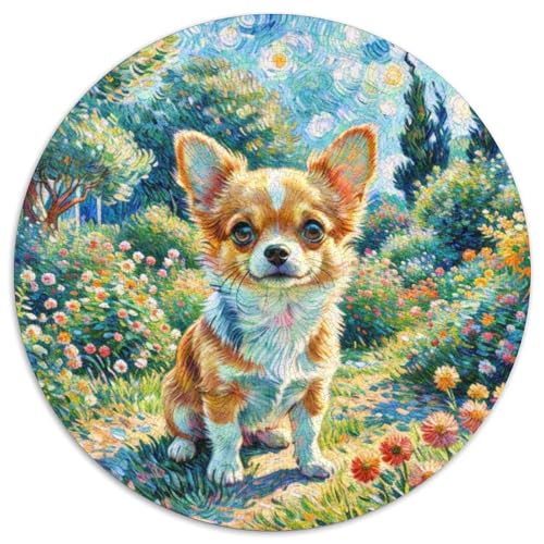 Chihuahua Rundes 1000 Puzzle Puzzle Rundes Puzzle Haustier Hund Geschenke Für Erwachsene Kinder Puzzle Erwachsene Anspruchsvoll 1000pcs (67.5x67.5cm) von MPASHJHCV