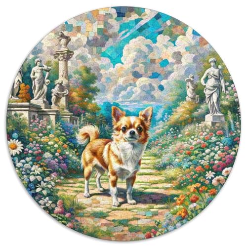 Chihuahua Rundes 1000 Puzzle Puzzle Rundes Puzzle Haustier Hund Pädagogisches Für Erwachsene Kinder Puzzle Erwachsene Anspruchsvoll 1000pcs (67.5x67.5cm) von MPASHJHCV