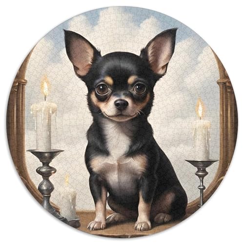 Chihuahua Rundes 1000 Puzzle Puzzle Rundes Puzzle Haustier Hund Stressabbau-Spielzeug Für Erwachsene Kinder Schwieriges Großes 1000pcs (67.5x67.5cm) von MPASHJHCV