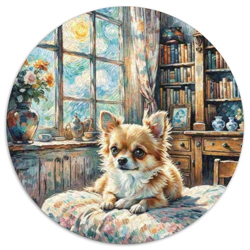 Chihuahua Rundes 1000 Puzzle Puzzle Rundes Puzzle Haustier Hund Stressabbau-Spielzeug Für Erwachsene Kinder Schwieriges Großes 1000pcs (67.5x67.5cm) von MPASHJHCV