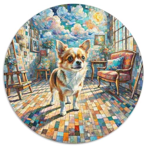 Chihuahua Rundes 1000 Puzzle Puzzle Rundes Puzzle Haustier Hund Stressabbau-Spielzeug Für Erwachsene Und Kinder Erwachsene Impossible Puzzle 1000pcs (67.5x67.5cm) von MPASHJHCV