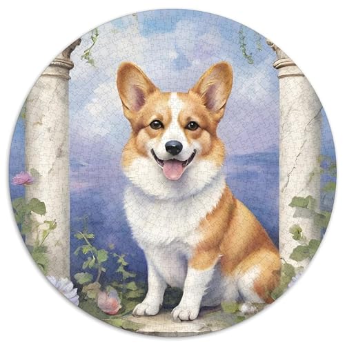 Corgi Rundes 1000 Puzzle Puzzle Rund Puzzle Haustier Hund Stressabbau-Spielzeug Für Erwachsene Und Kinder Erwachsene Impossible Puzzle 1000pcs (67.5x67.5cm) von MPASHJHCV