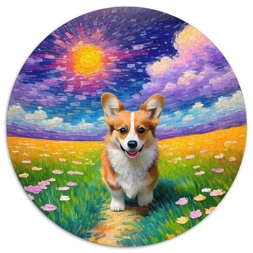 Corgi Rundes 1000 Puzzle Puzzle Rundes Puzzle Haustier Hund Stressabbau-Spielzeug Für Erwachsene Kinder Schwieriges Großes 1000pcs (67.5x67.5cm) von MPASHJHCV