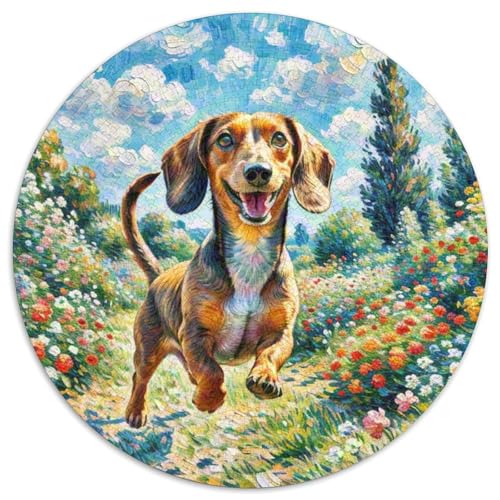 Dachshund Rundes 1000 Puzzle Puzzle Rund Puzzle Haustierhund Stressabbau-Spielzeug Für Erwachsene Kinder Erwachsene Impossible Puzzle 1000pcs (67.5x67.5cm) von MPASHJHCV