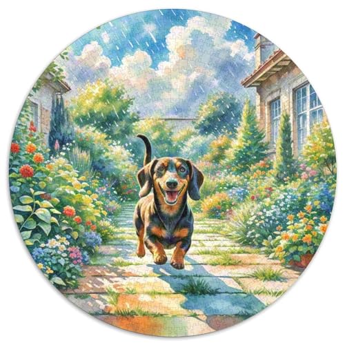 Dachshund Rundes 1000 Puzzle Puzzle Rund Puzzle Haustierhund Stressabbau-Spielzeug Für Erwachsene Kinder Erwachsene Impossible Puzzle 1000pcs (67.5x67.5cm) von MPASHJHCV