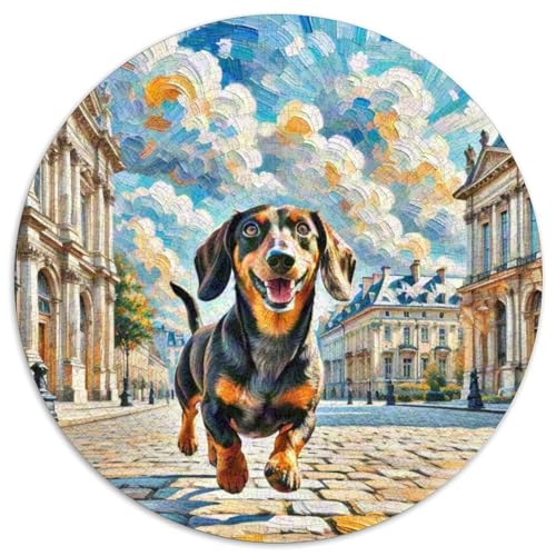 Dachshund Rundes 1000 Puzzle Puzzle Rund Puzzle Haustierhund Stressabbau-Spielzeug Für Erwachsene Und Kinder Erwachsene Impossible Puzzle 1000pcs (67.5x67.5cm) von MPASHJHCV