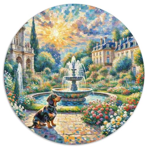 Dachshund Rundes 1000 Puzzle Puzzle Rund Puzzle Haustierhund Stressabbau-Spielzeug Für Erwachsene Und Kinder Schwieriges Großes 1000pcs (67.5x67.5cm) von MPASHJHCV