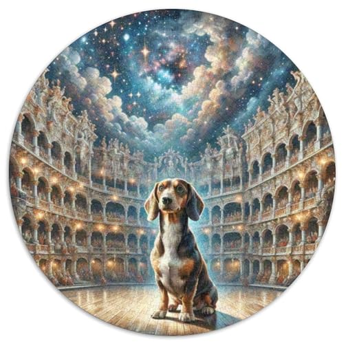 Dachshund Rundes 1000 Puzzle Puzzle Rund Puzzle Haustierhund Stressabbau-Spielzeug Für Erwachsene Und Kinder Schwieriges Großes 1000pcs (67.5x67.5cm) von MPASHJHCV