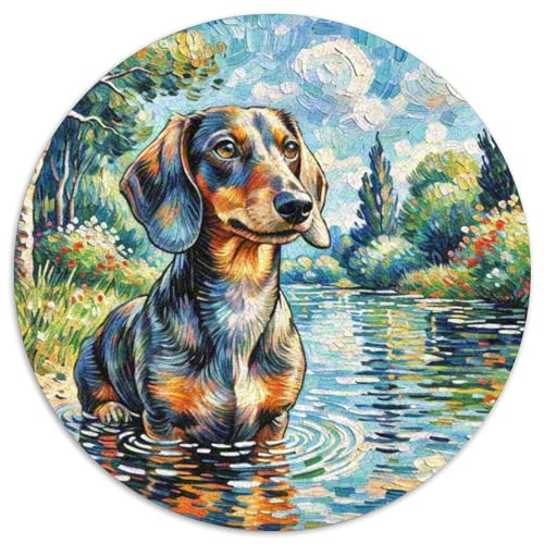 Dachshund Rundes 1000 Puzzle Puzzle Rundes Puzzle Haustierhund Geschenke Für Erwachsene Kinder Puzzle Erwachsene Anspruchsvoll 1000pcs (67.5x67.5cm) von MPASHJHCV