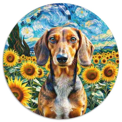 Dachshund Rundes 1000 Puzzle Puzzle Rundes Puzzle Haustierhund Stressabbau-Spielzeug Für Erwachsene Und Kinder Puzzle Erwachsene Anspruchsvoll 1000pcs (67.5x67.5cm) von MPASHJHCV