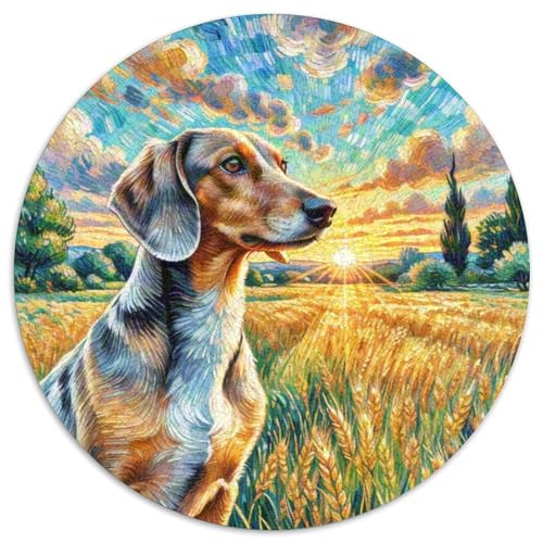 Dachshund Rundes 1000 Puzzle Puzzle Rundes Puzzle Haustierhund Stressabbau-Spielzeug Für Erwachsene Und Kinder Schwieriges Großes 1000pcs (67.5x67.5cm) von MPASHJHCV