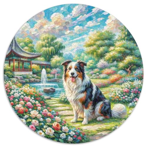Der Border Collie Rundes 1000 Puzzle Puzzle Rund Puzzle Haustier Hund Geschenke Für Erwachsene Und Kinder Erwachsene Impossible Puzzle 1000pcs (67.5x67.5cm) von MPASHJHCV