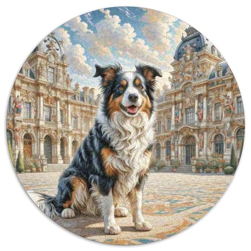 Der Border Collie Rundes 1000 Puzzle Puzzle Rund Puzzle Haustier Hund Stressabbau-Spielzeug Für Erwachsene Kinder Schwieriges Großes 1000pcs (67.5x67.5cm) von MPASHJHCV