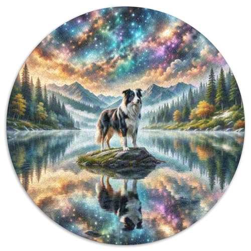 Der Border Collie Rundes 1000 Puzzle Puzzle Rund Puzzle Haustier Hund Stressabbau-Spielzeug Für Erwachsene Kinder Schwieriges Großes 1000pcs (67.5x67.5cm) von MPASHJHCV