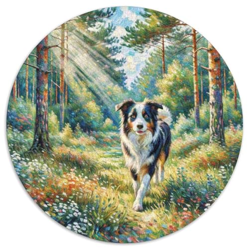 Der Border Collie Rundes 1000 Puzzle Puzzle Rund Puzzle Haustier Hund Verringerter Druck Schwieriges Für Erwachsene Kinder Unmögliches Puzzle Für Erwachsene 1000pcs (67.5x67.5cm) von MPASHJHCV