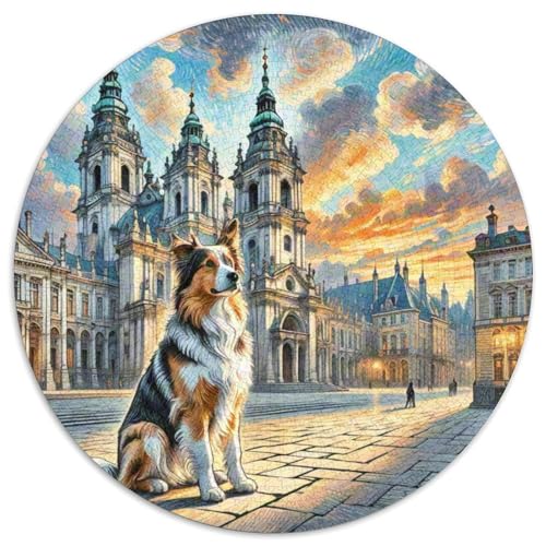 Der Border Collie Rundes 1000 Puzzle Puzzle Rund Puzzle Haustierhund Geschenke Für Erwachsene Und Kinder Erwachsene Impossible Puzzle 1000pcs (67.5x67.5cm) von MPASHJHCV