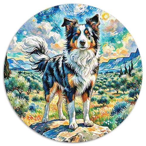 Der Border Collie Rundes 1000 Puzzle Puzzle Rundes Puzzle Haustier Hund Pädagogisches Für Erwachsene Und Kinder Puzzle Erwachsene Anspruchsvoll 1000pcs (67.5x67.5cm) von MPASHJHCV